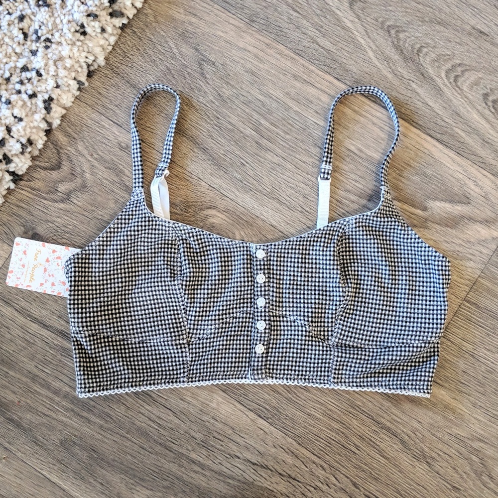 FREE PEOPLE Delilah Soft Bralette Gingham Medium